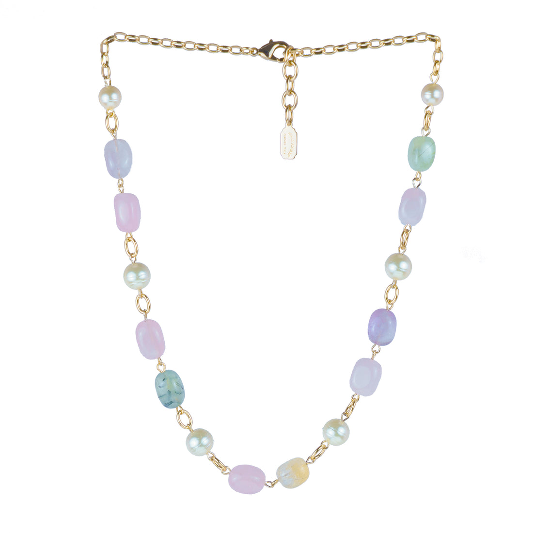 Collana girocollo in pietra dura e perle