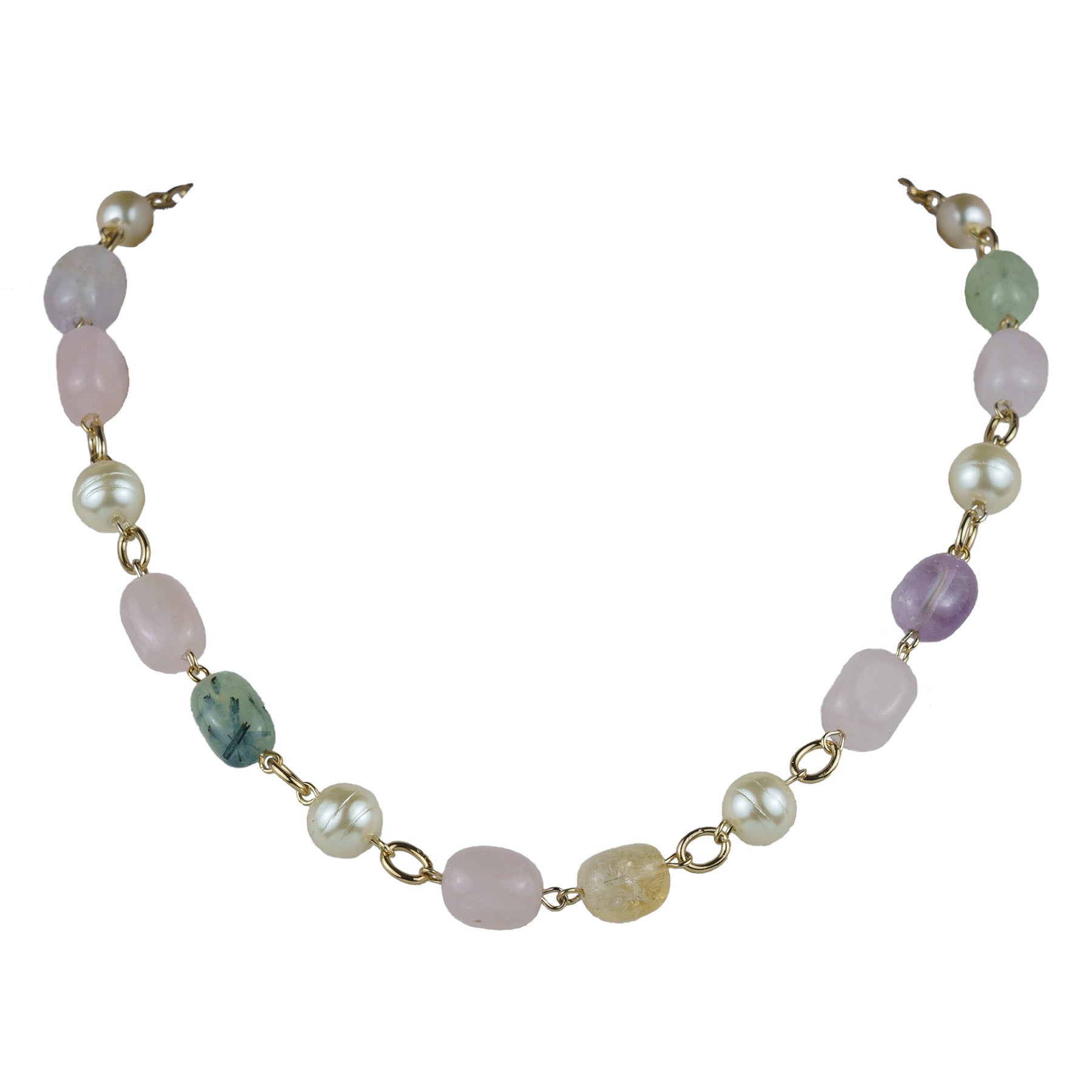 Collana girocollo in pietra dura e perle