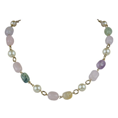 Collana girocollo in pietra dura e perle