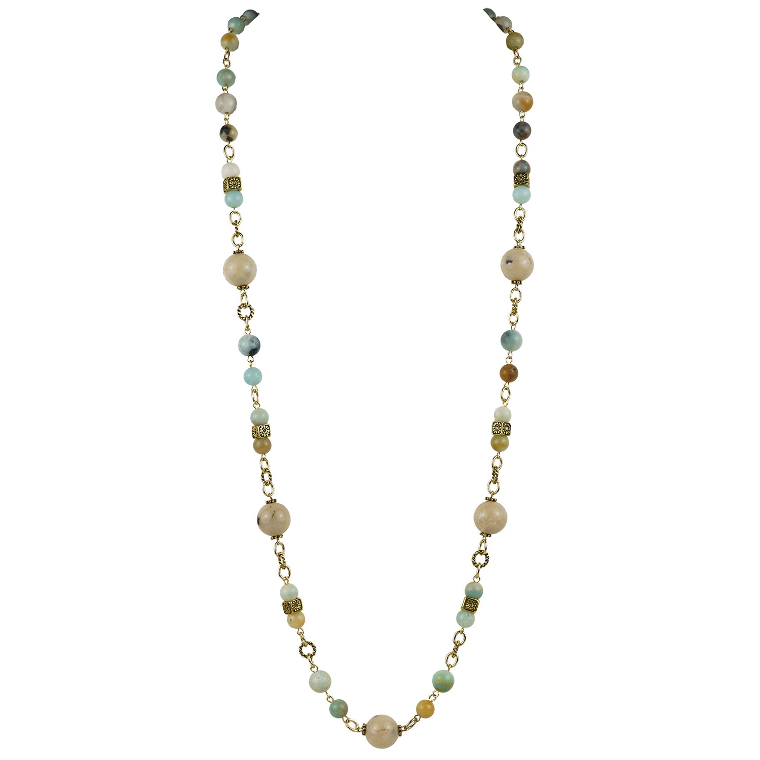 Multi-strand necklace of semi-precious stones