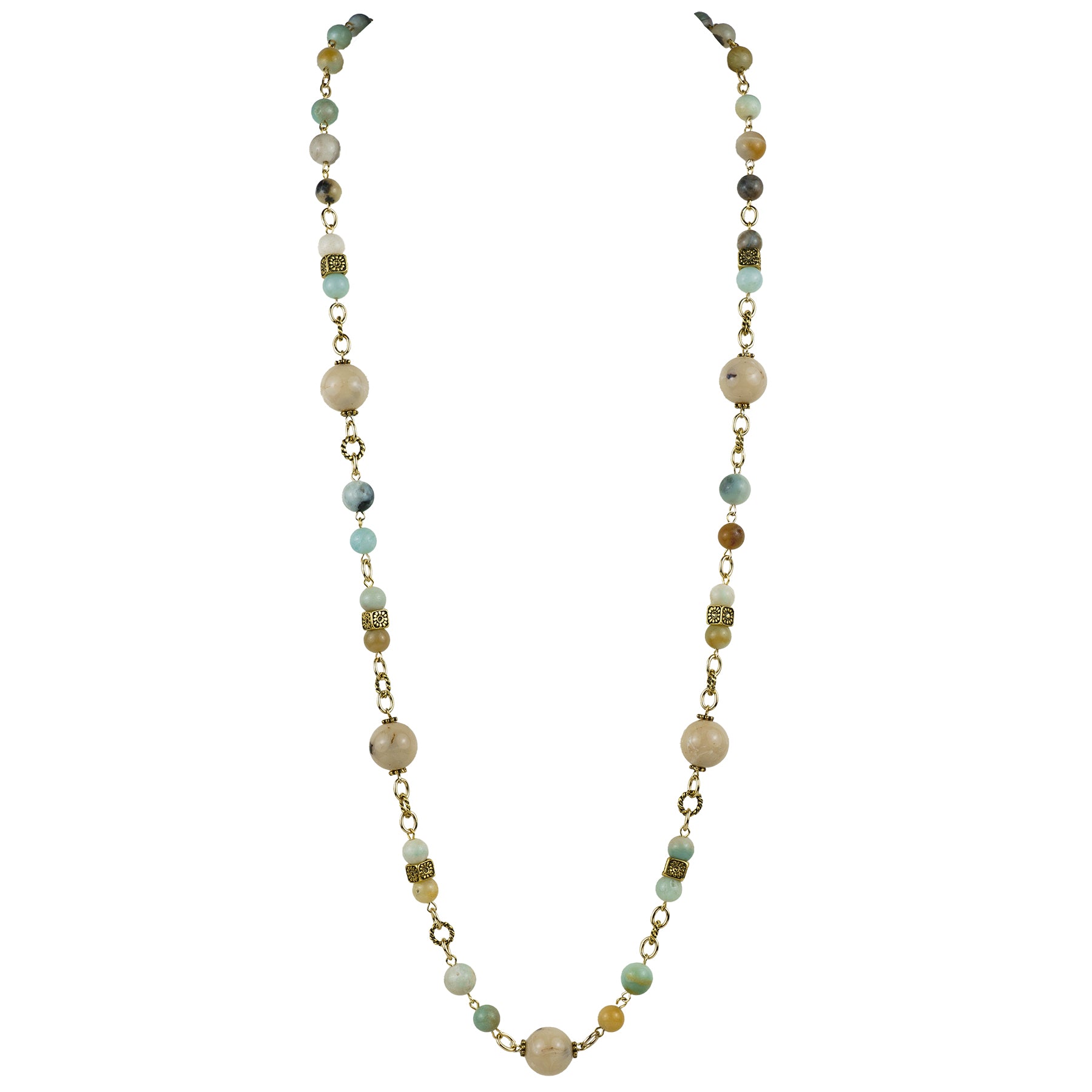 Multi-strand necklace of semi-precious stones