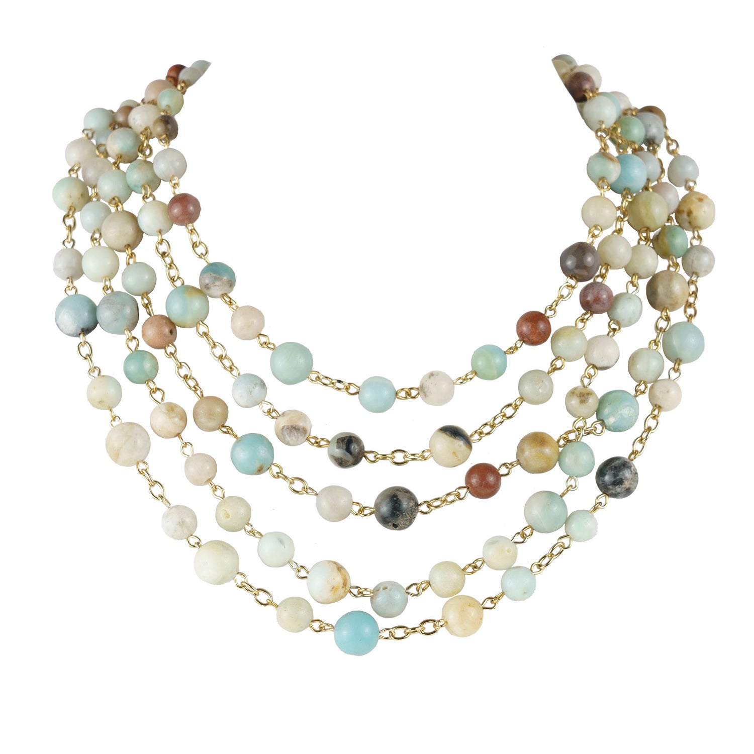 Multi-strand necklace of semi-precious stones