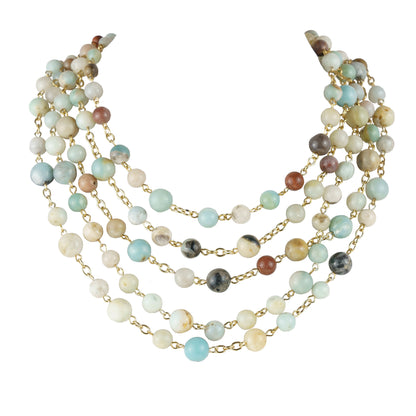 Multi-strand necklace of semi-precious stones
