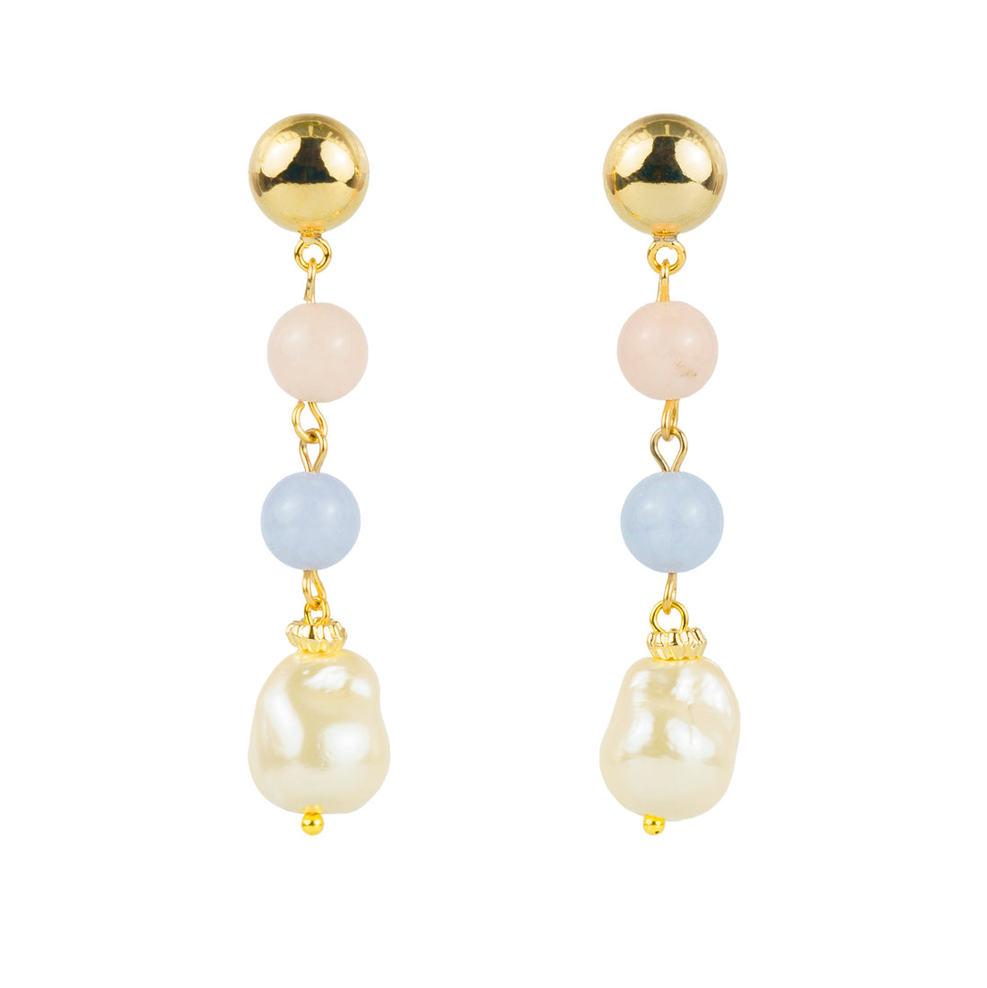 Orecchini pendenti in pietre dure e perle barocche