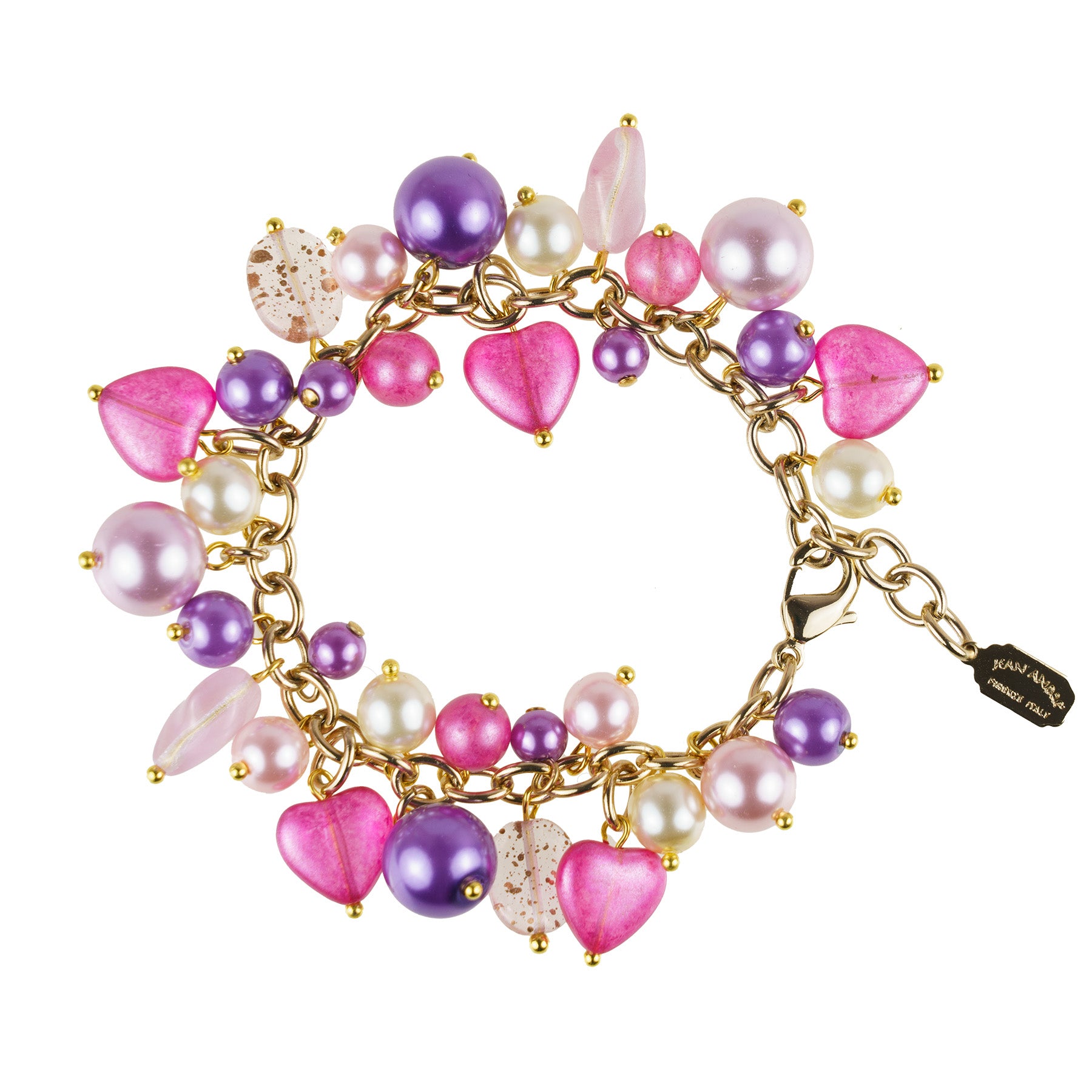 Bracciale charms in perle e cuori