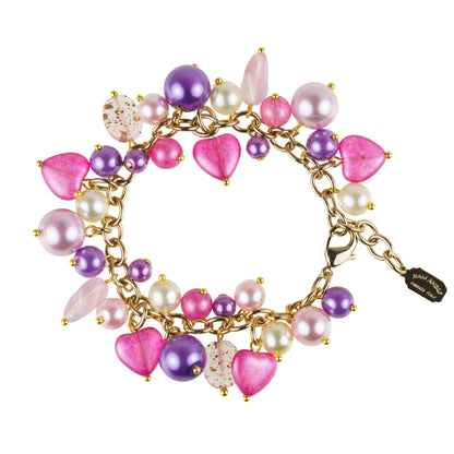 Bracciale charms in perle e cuori