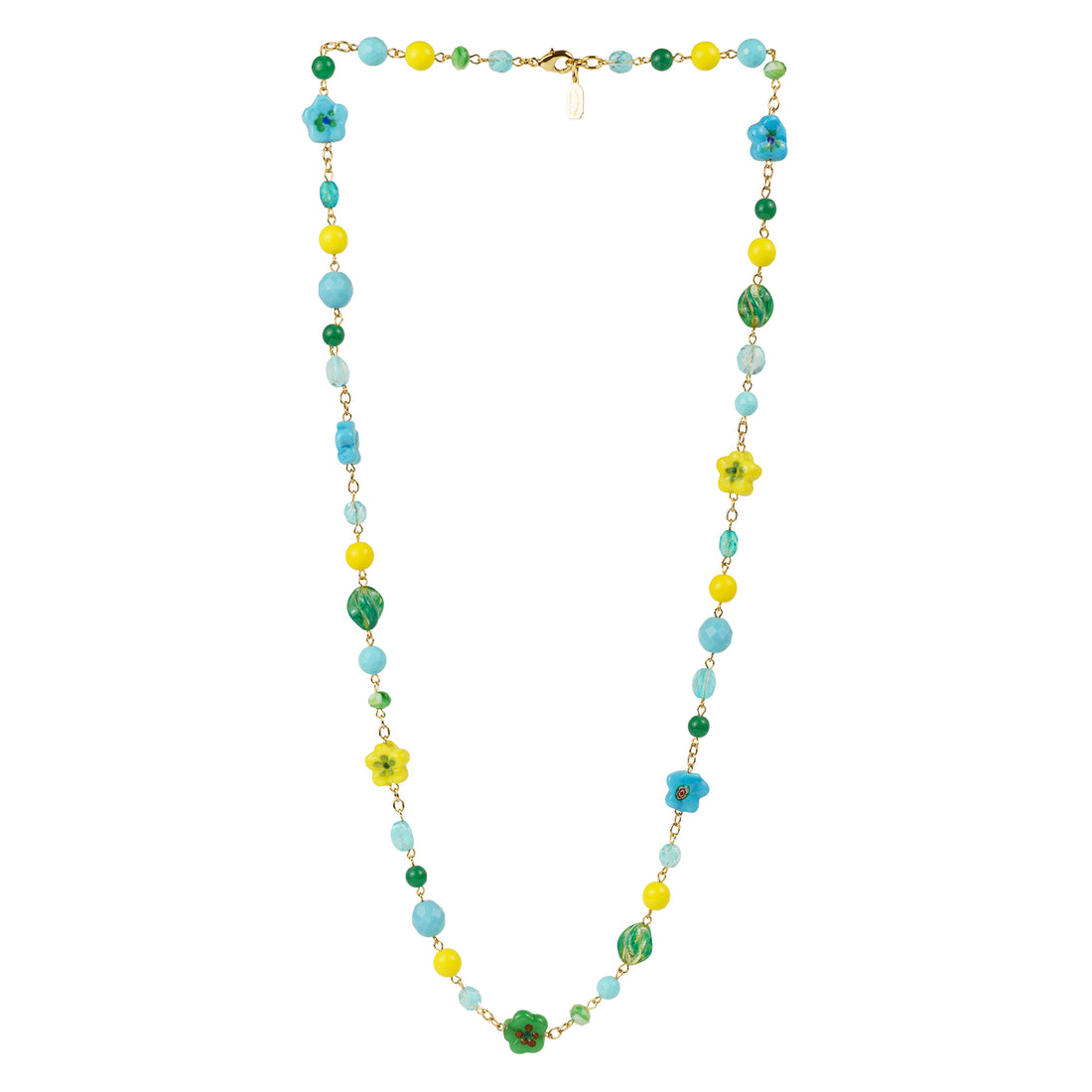 Collana lunga in vetro e murrine