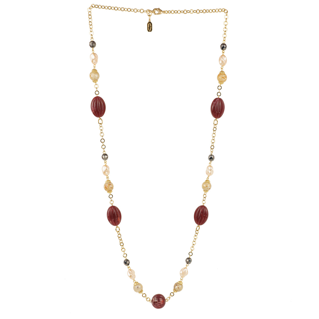 Collana lunga in resina e perle