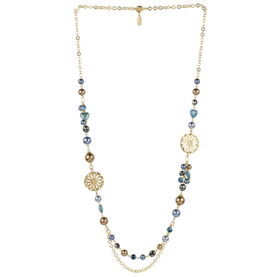 Collana lunga con perle e catena