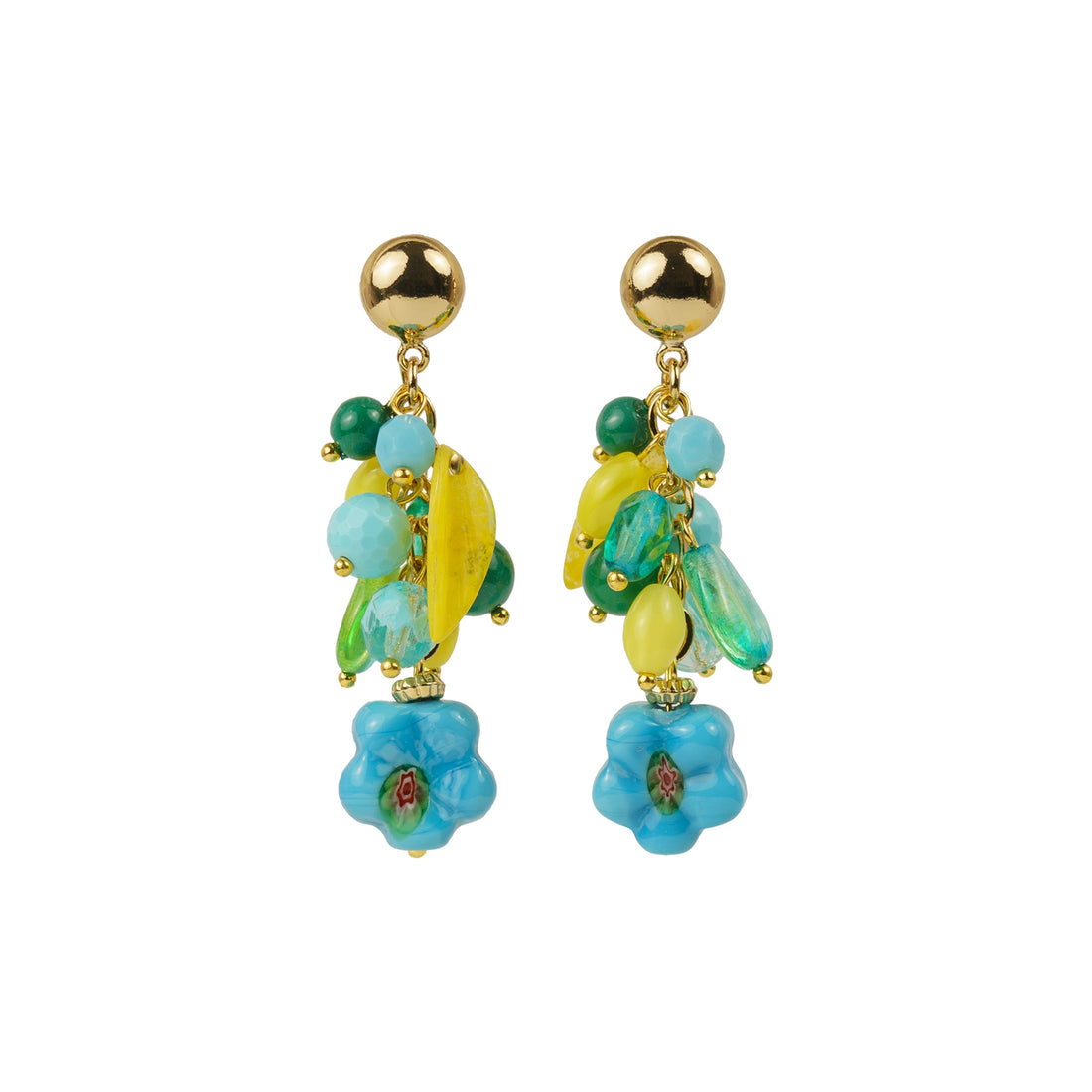 Pendientes colgantes de cristal y murrine