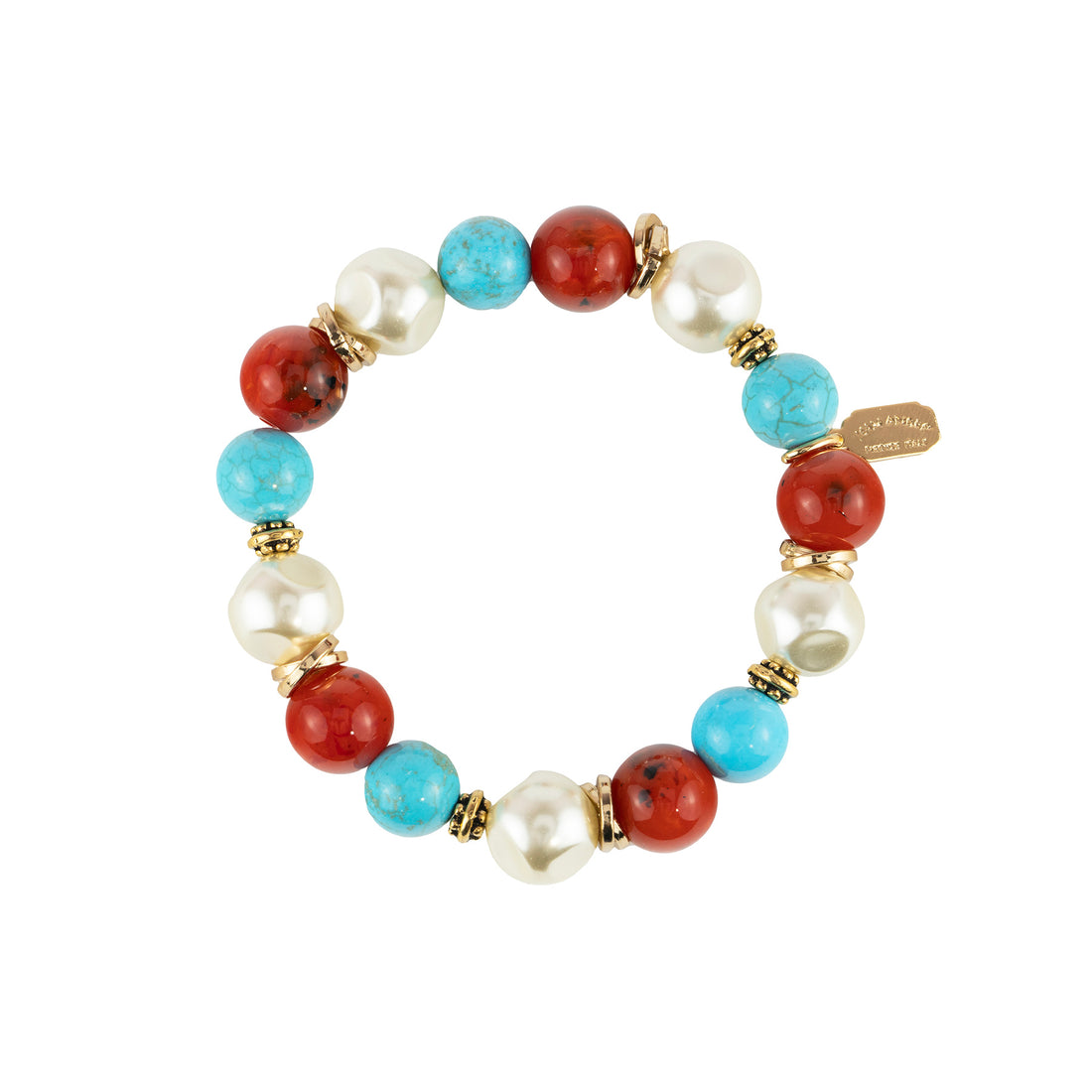 Pulsera en piedras semipreciosas y perlas.