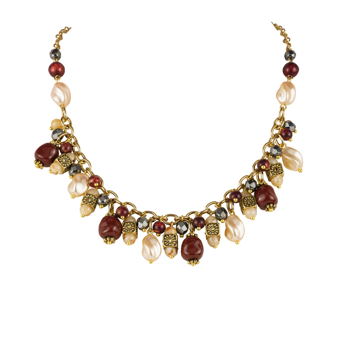 Hard stone and resin necklace