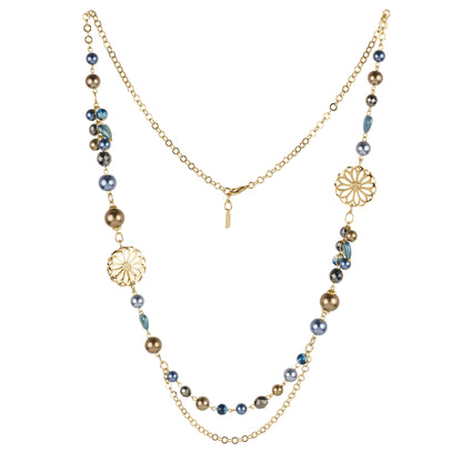 Collana lunga con perle e catena