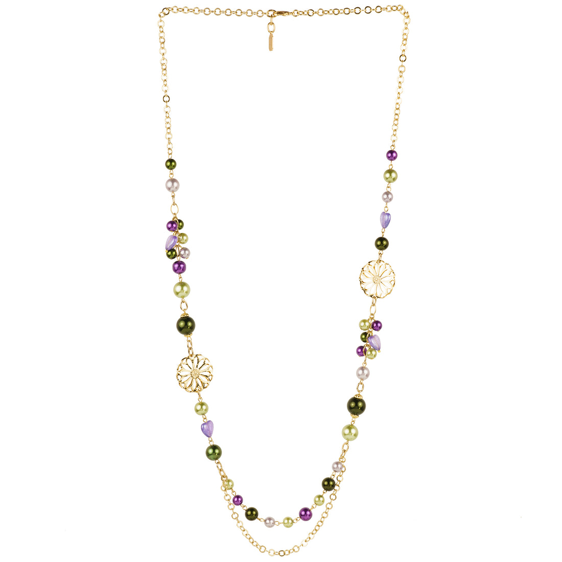 Collana lunga con perle e catena