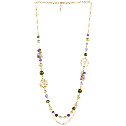 Collana lunga con perle e catena