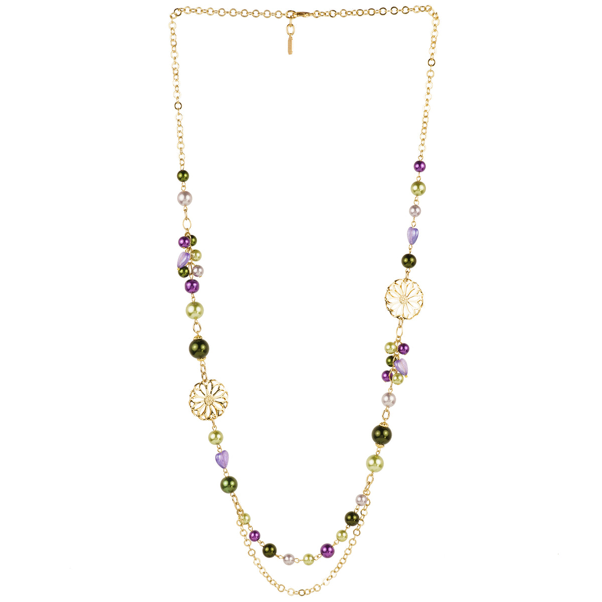 Collana lunga con perle e catena