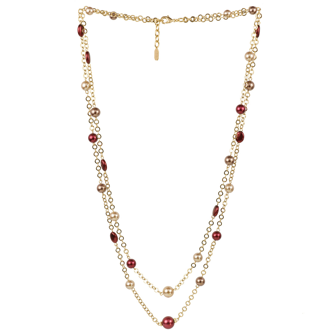 Collana lunga 2 fili di catena e perle colorate