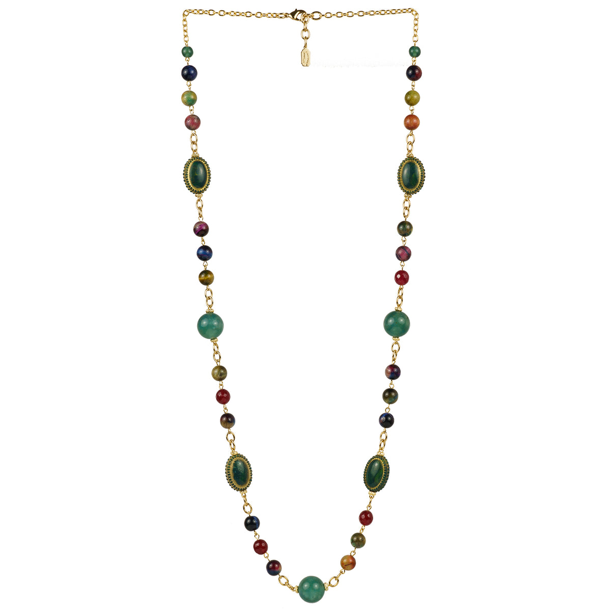 Collana lunga in pietre dure e resina
