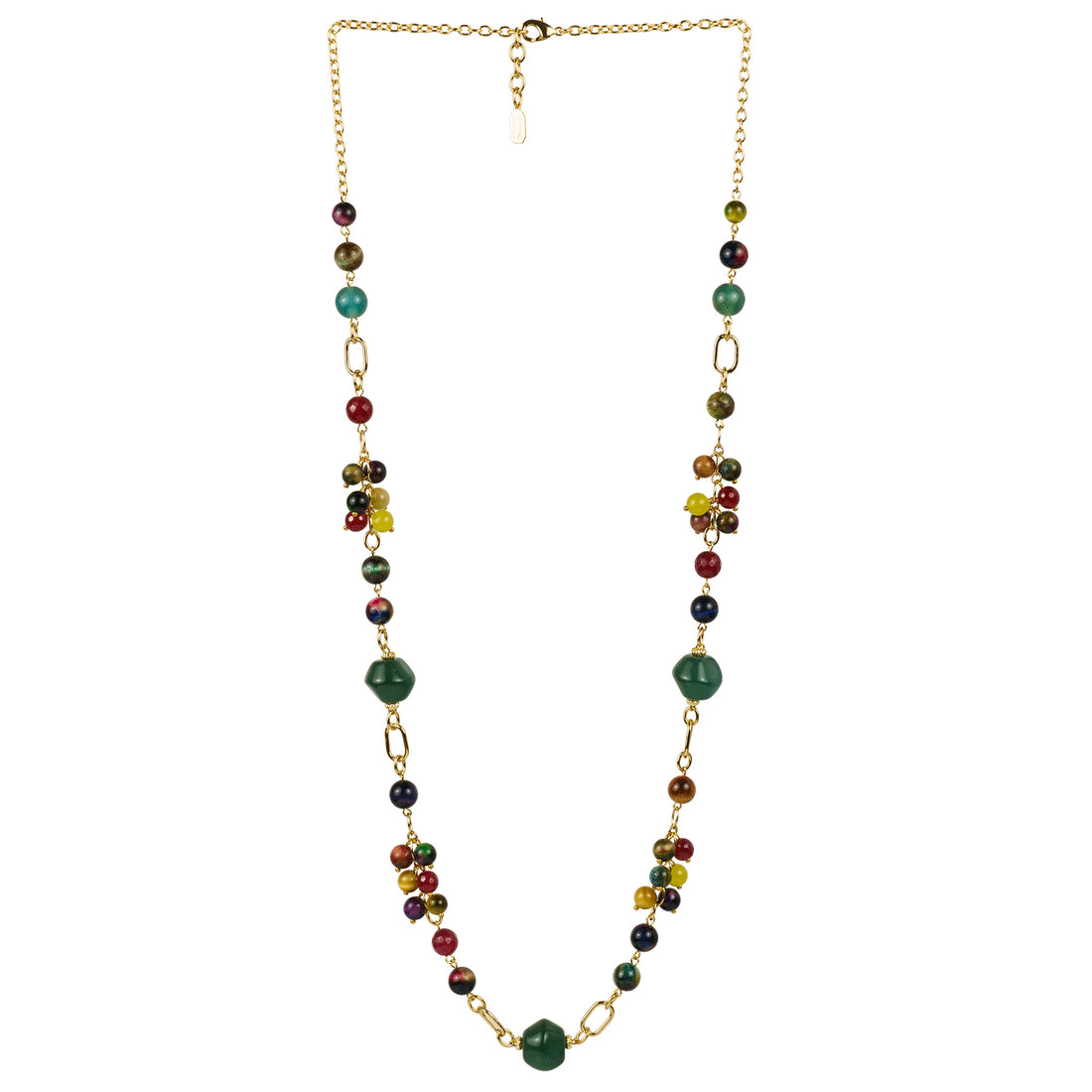 Collana lunga in pietre dure e resina