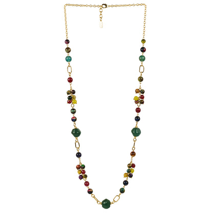 Collana lunga in pietre dure e resina