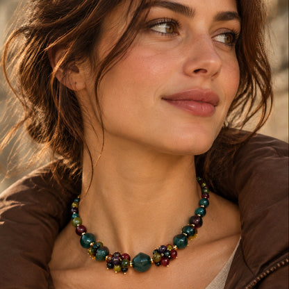 Semi-precious stone necklace with pendants