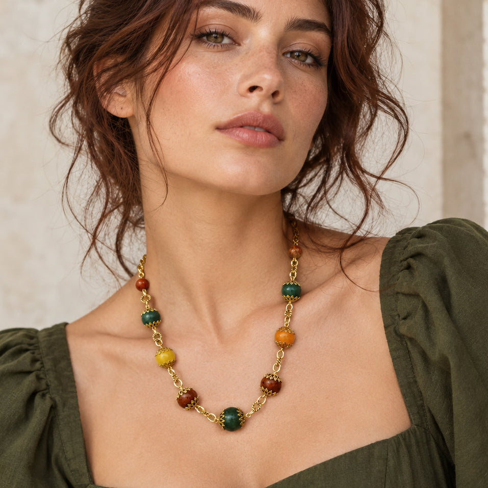 Collana girocollo in resina multicolore