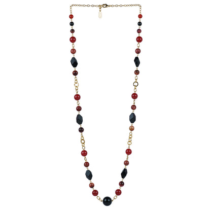 Necklace with snap clasp in semi-precious stones and pearls