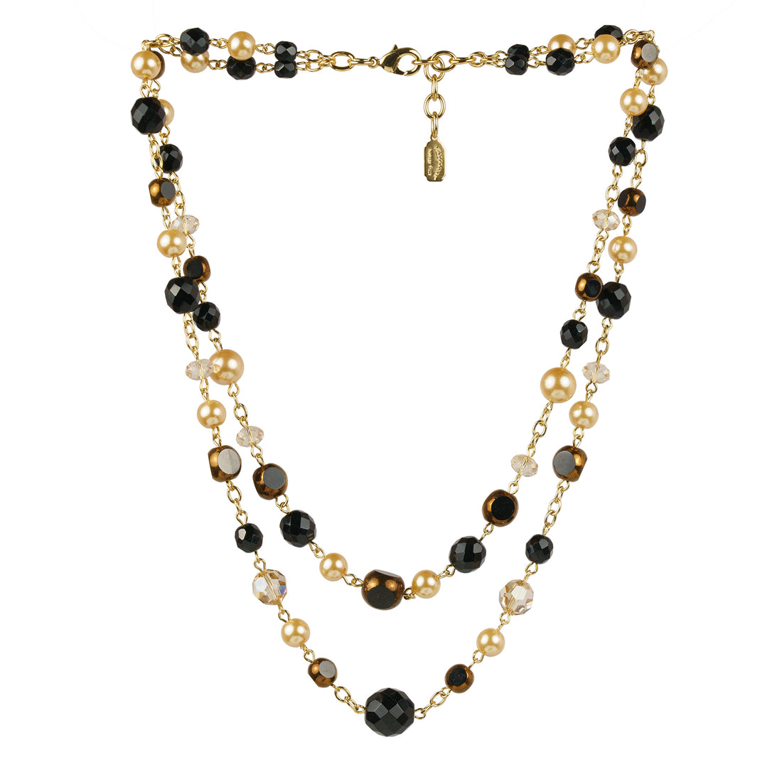Long necklace of semiprecious stones and pearls