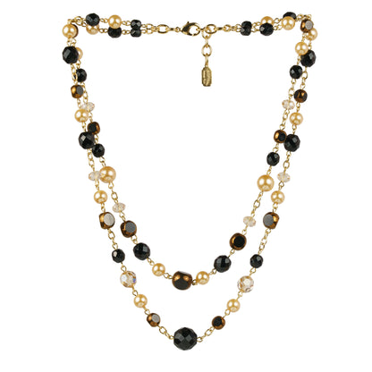 Long necklace of semiprecious stones and pearls