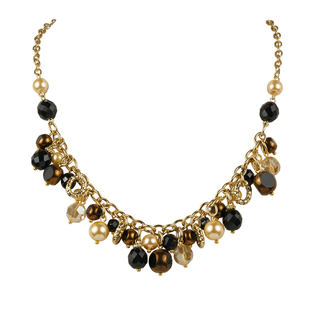 Long necklace of semiprecious stones and pearls