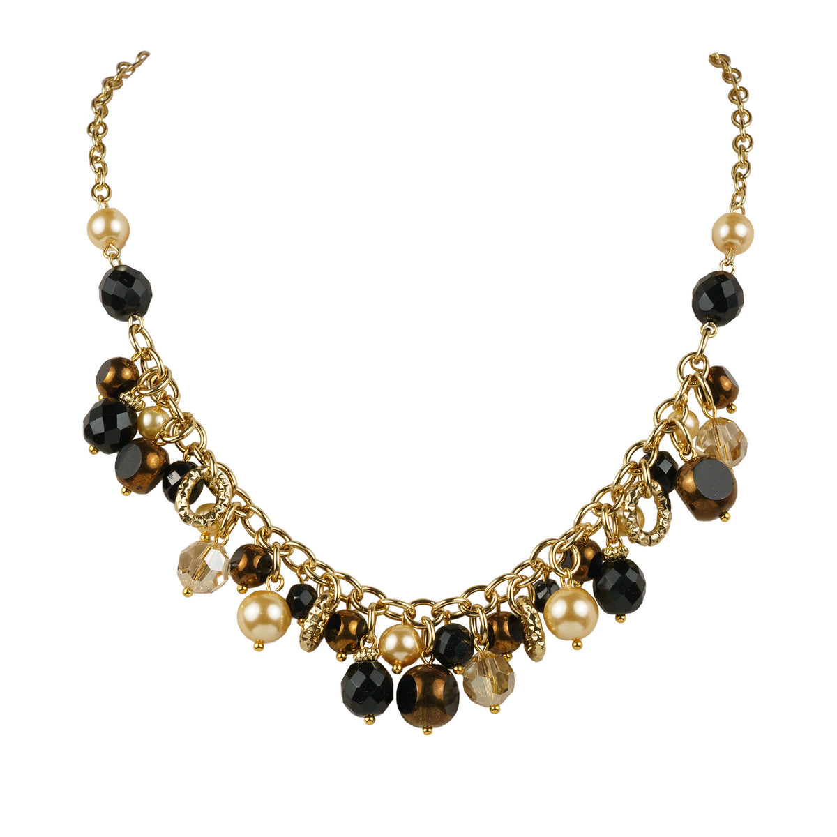 Long necklace of semiprecious stones and pearls