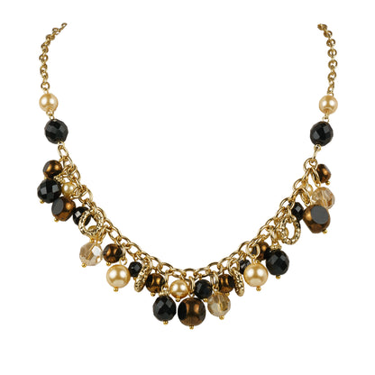 Long necklace of semiprecious stones and pearls