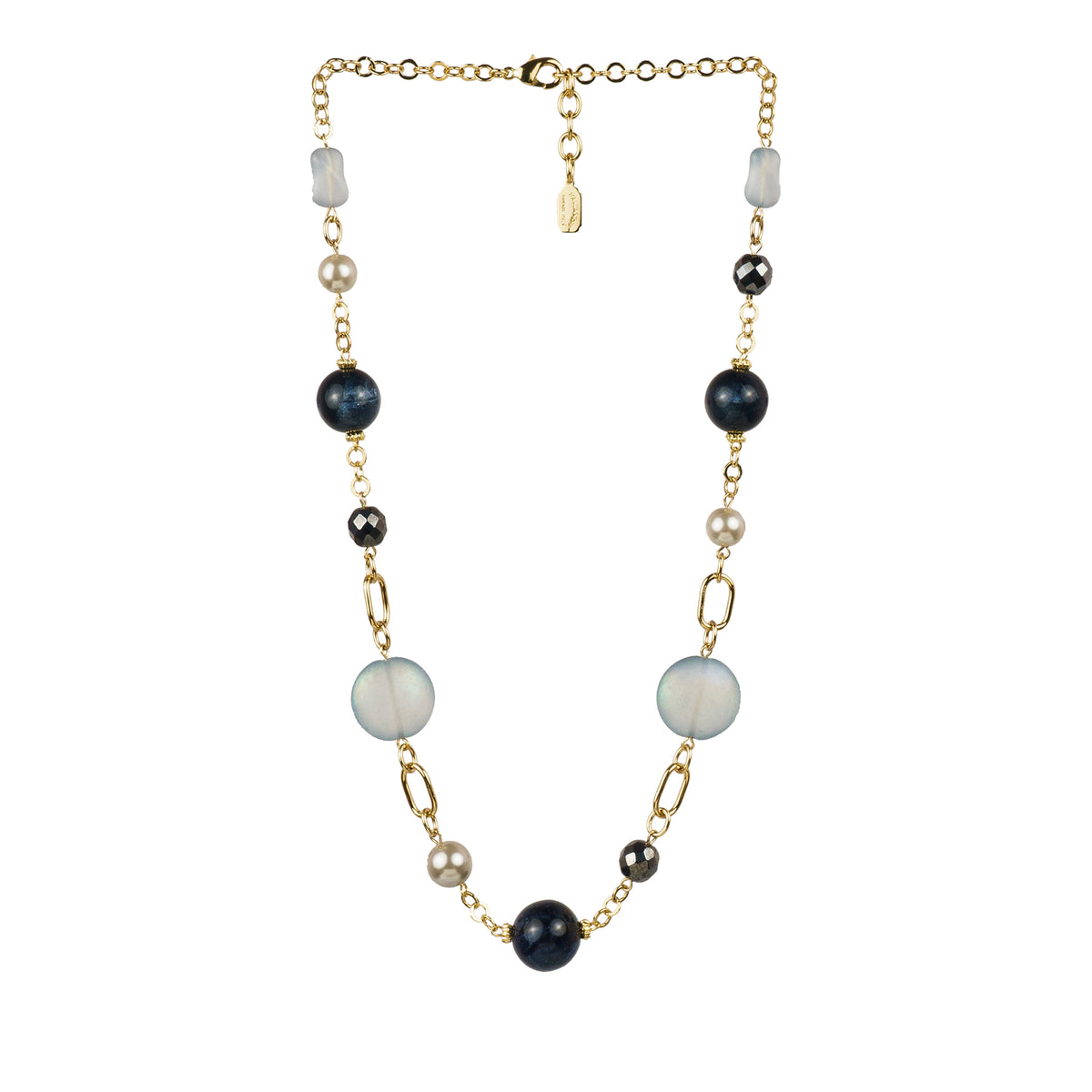 Collana girocollo in resina vetri e perle