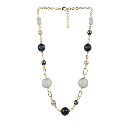 Collana girocollo in resina vetri e perle
