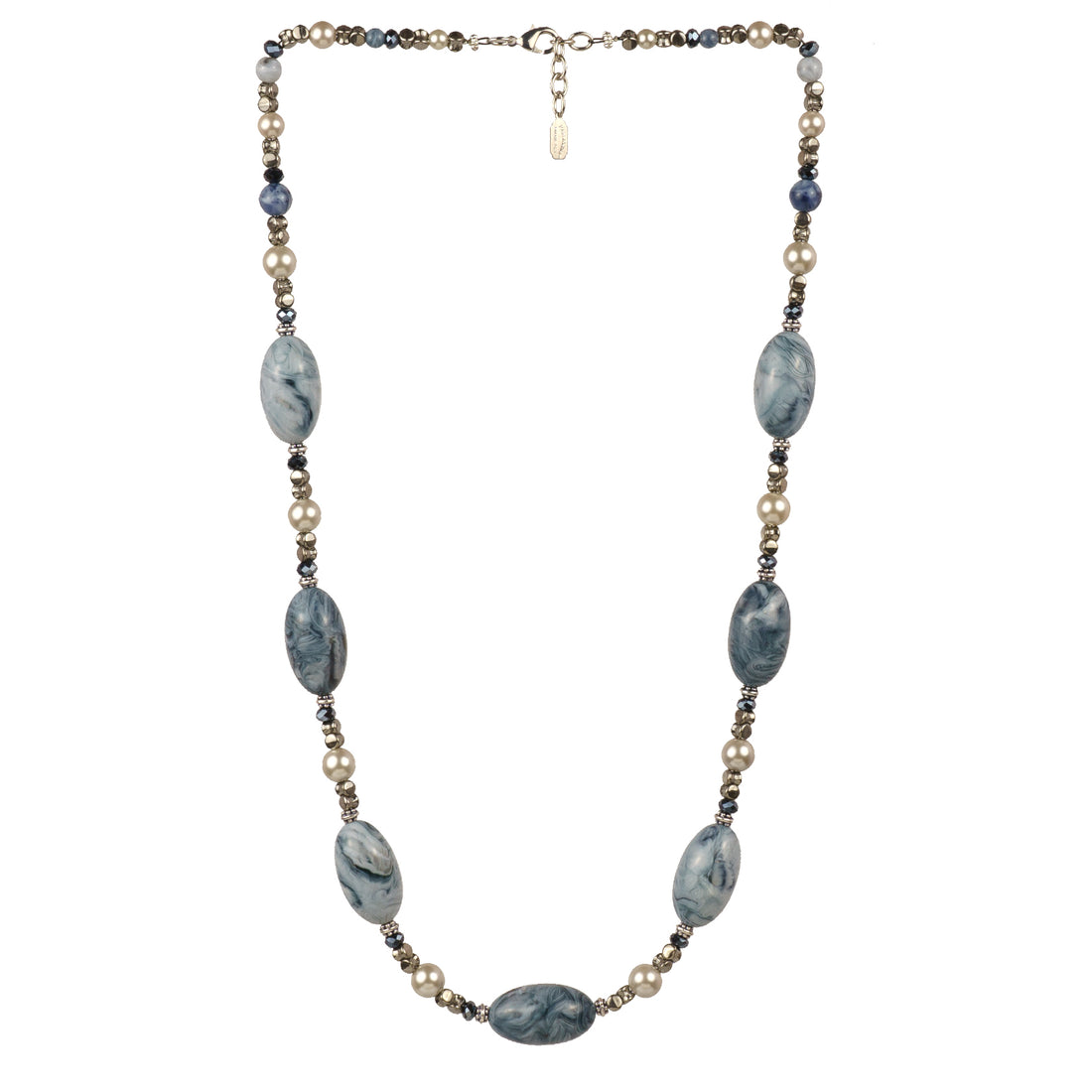 Collana lunga in resina perle e cristalli