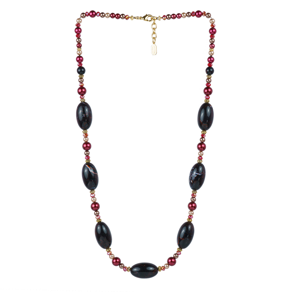 Collana lunga in resina perle e cristalli