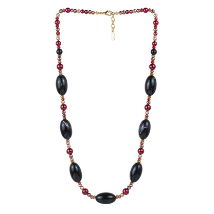 Collana lunga in resina perle e cristalli