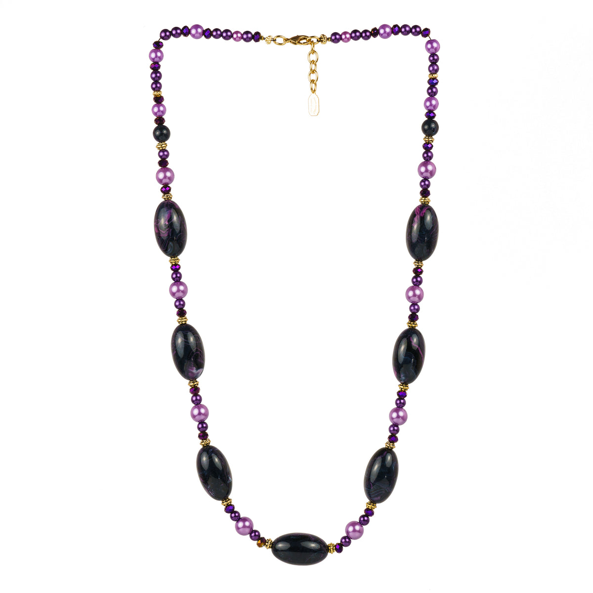Collana lunga in resina perle e cristalli