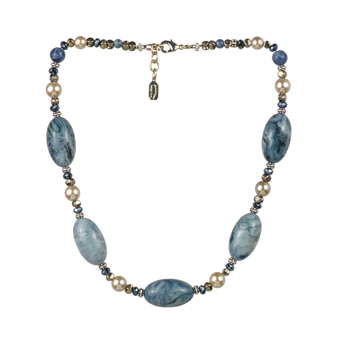 Collana girocollo in resina perle e cristalli