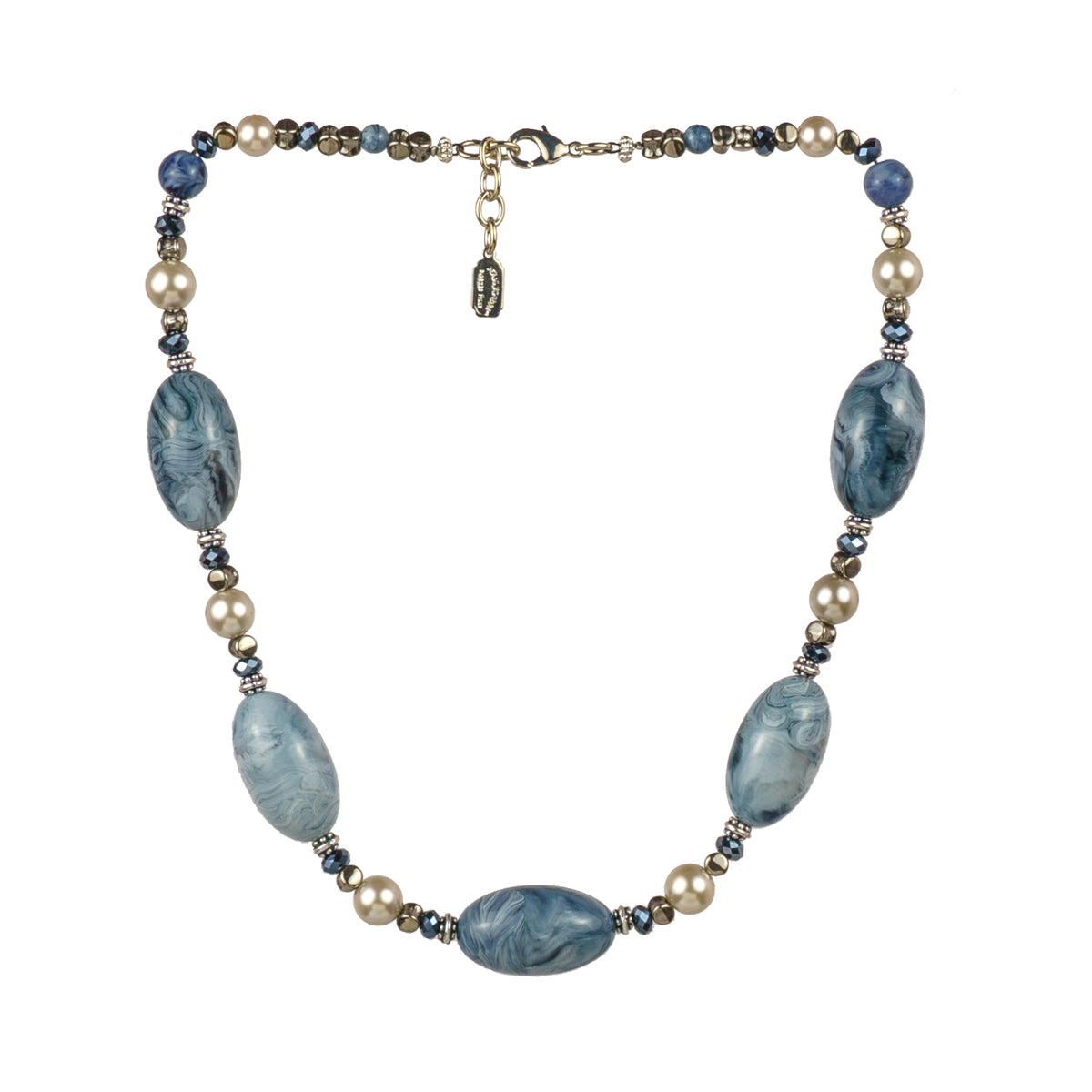 Collana girocollo in resina perle e cristalli