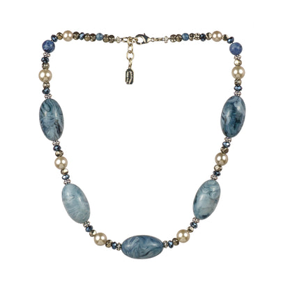 Collana girocollo in resina perle e cristalli