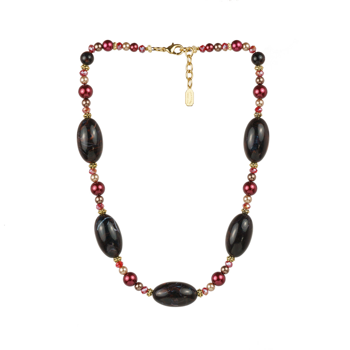 Collana girocollo in resina perle e cristalli