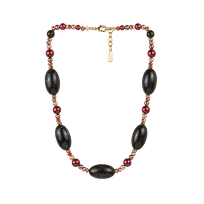 Collana girocollo in resina perle e cristalli