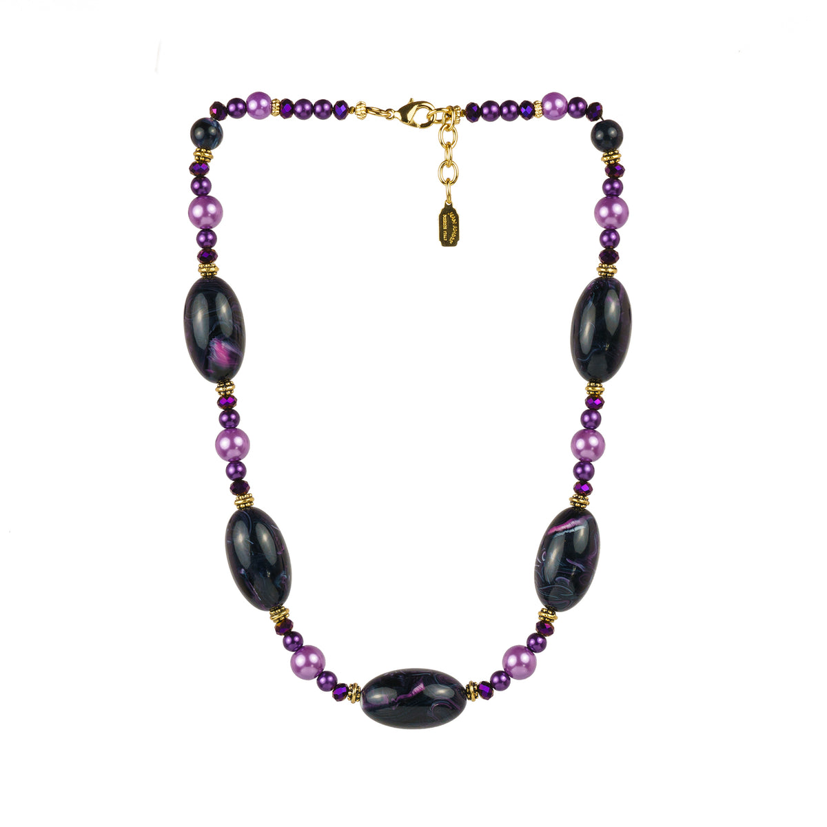 Collana girocollo in resina perle e cristalli