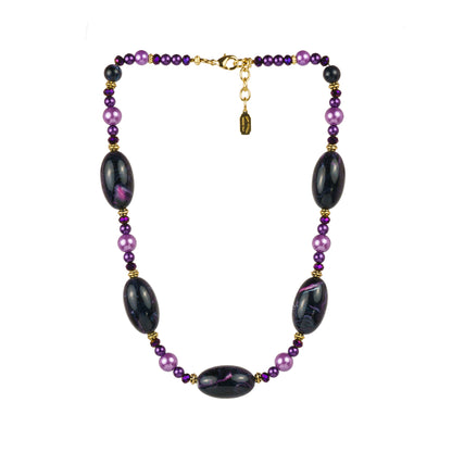 Collana girocollo in resina perle e cristalli