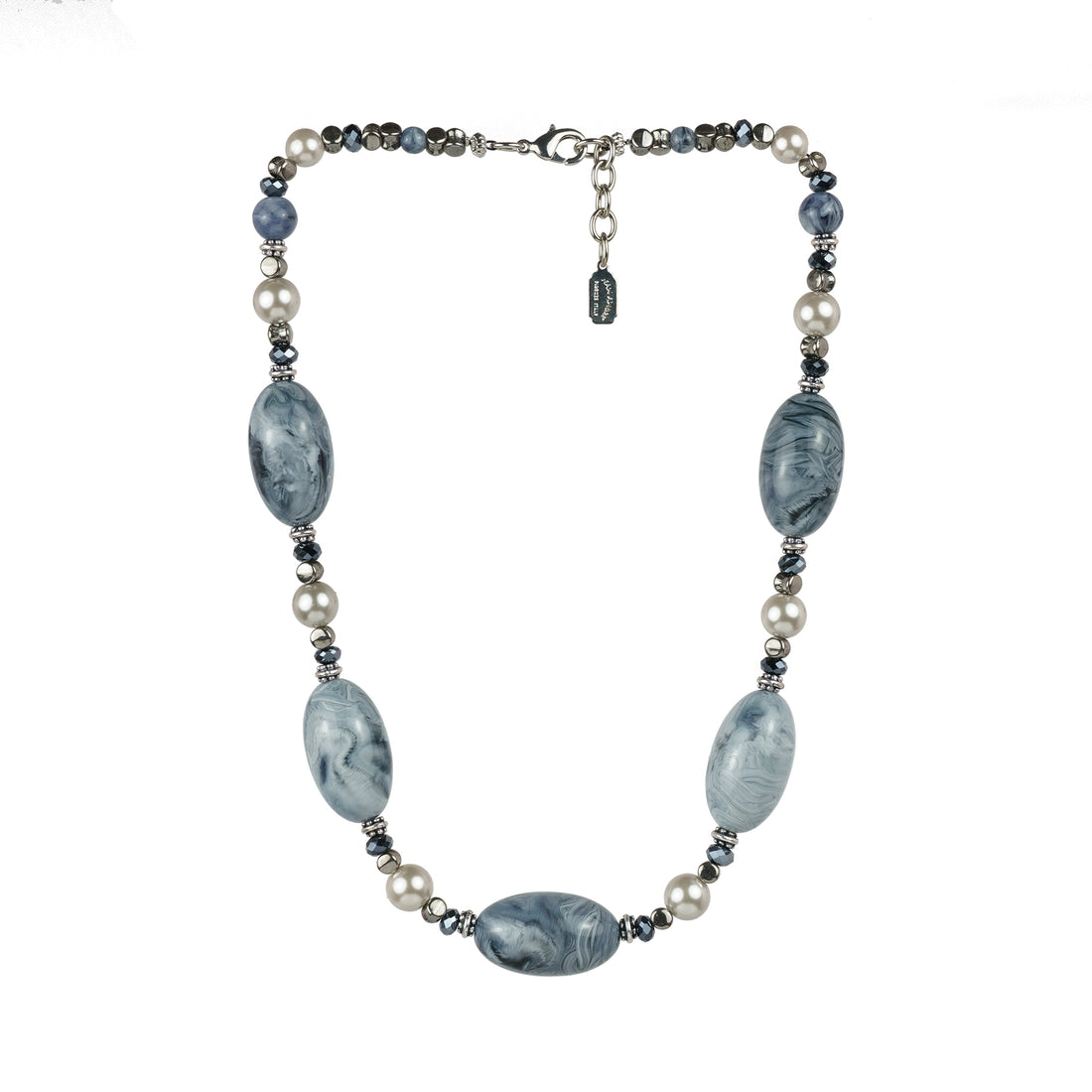 Collana girocollo in resina perle e cristalli