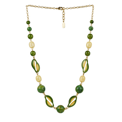 Multi-strand necklace of colored pearls and crystals