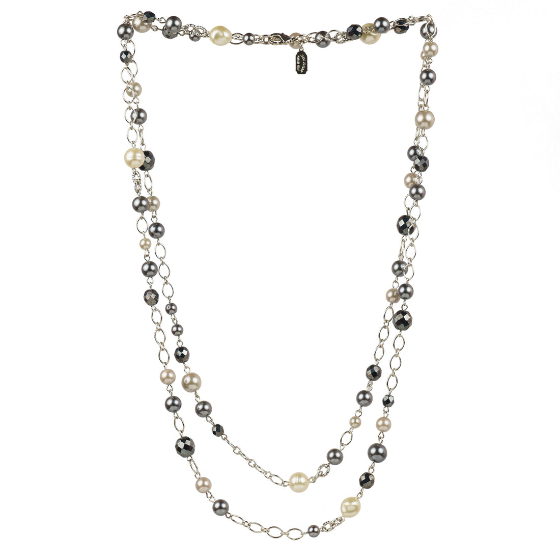 Collana lunga in perle e cristalli