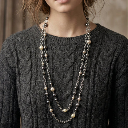 Multi-strand pearl and crystal choker