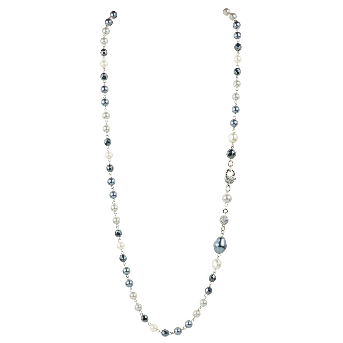 Collana lunga in perle e cristalli